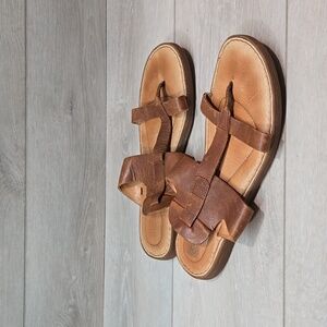 Born Women T strap Thong Leather Sandals Flats slide shoes sz 10M